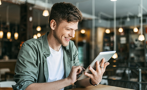Person using a tablet.